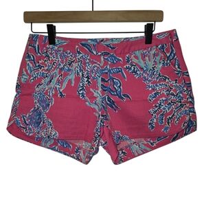 Lilly Pulitzer, Samba Shorts, Beautiful Coral Ocean Print, 100% Cotton, Women's0